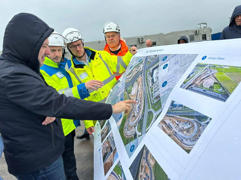 Salvini a Bergamo: sopralluogo al cantiere del nuovo rondò autostradale A4