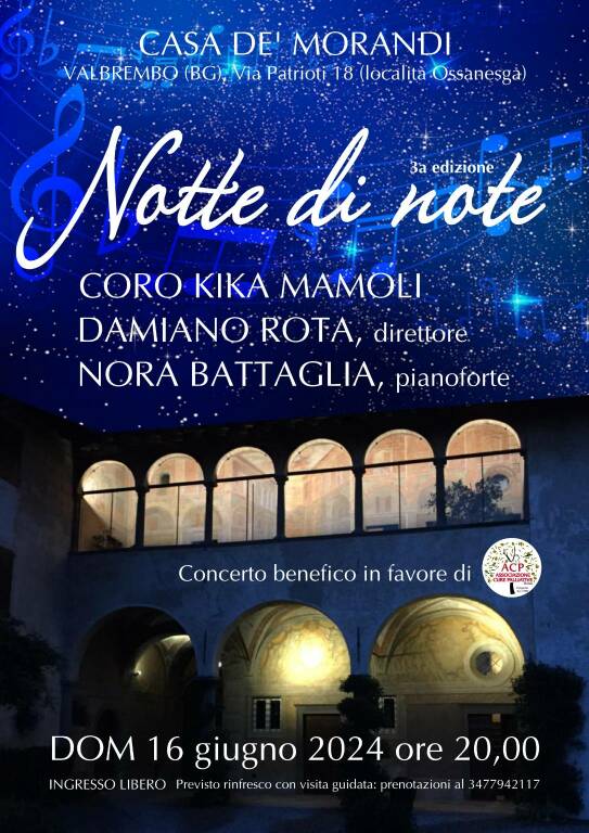 “Notte di note”, a Valbrembo musica e solidarietà per l’Associazione Cure Palliative